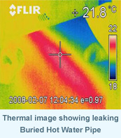 Thermal image showing leaking
Buried Hot Water Pipe